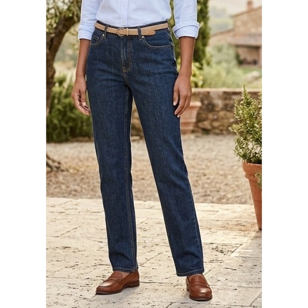 Lands End Iron Knee Jeans Women's 16S Classic Straight Leg‎ Flannel Lined Cotton